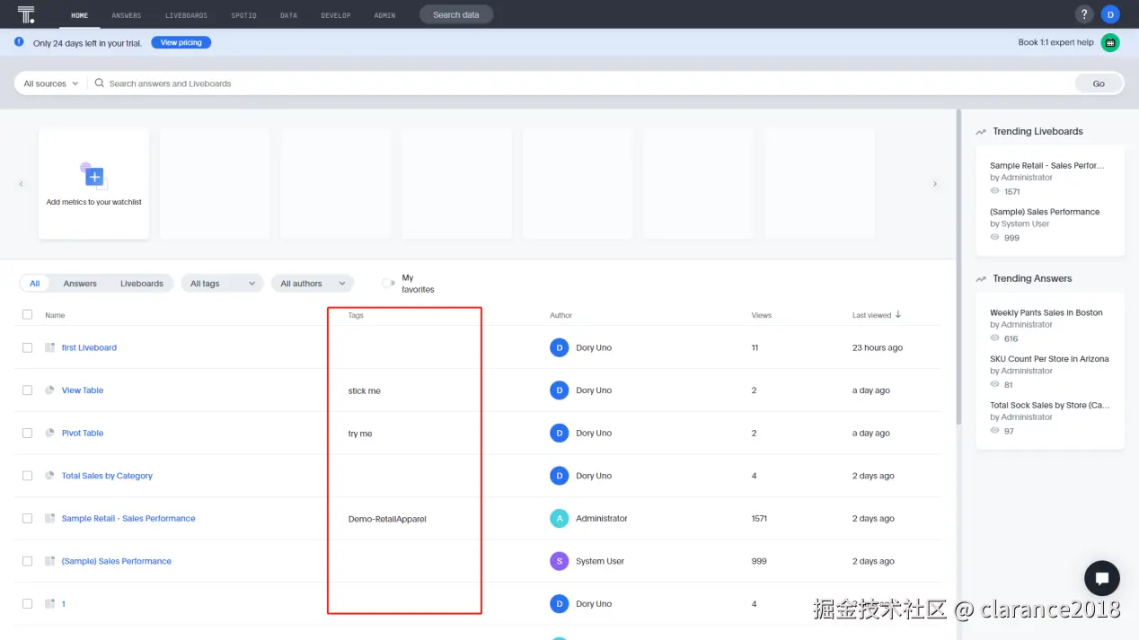 图 2 - 7 标签 - ThoughtSpot