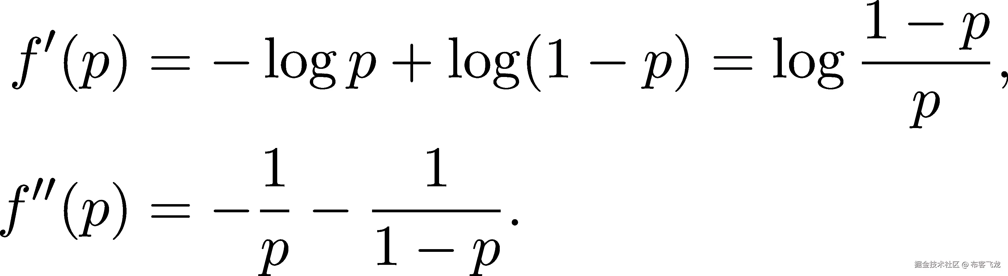 f′(p) = − logp + log(1− p) = log 1-−-p, p f′′(p) = − 1-−--1--. p 1 − p 