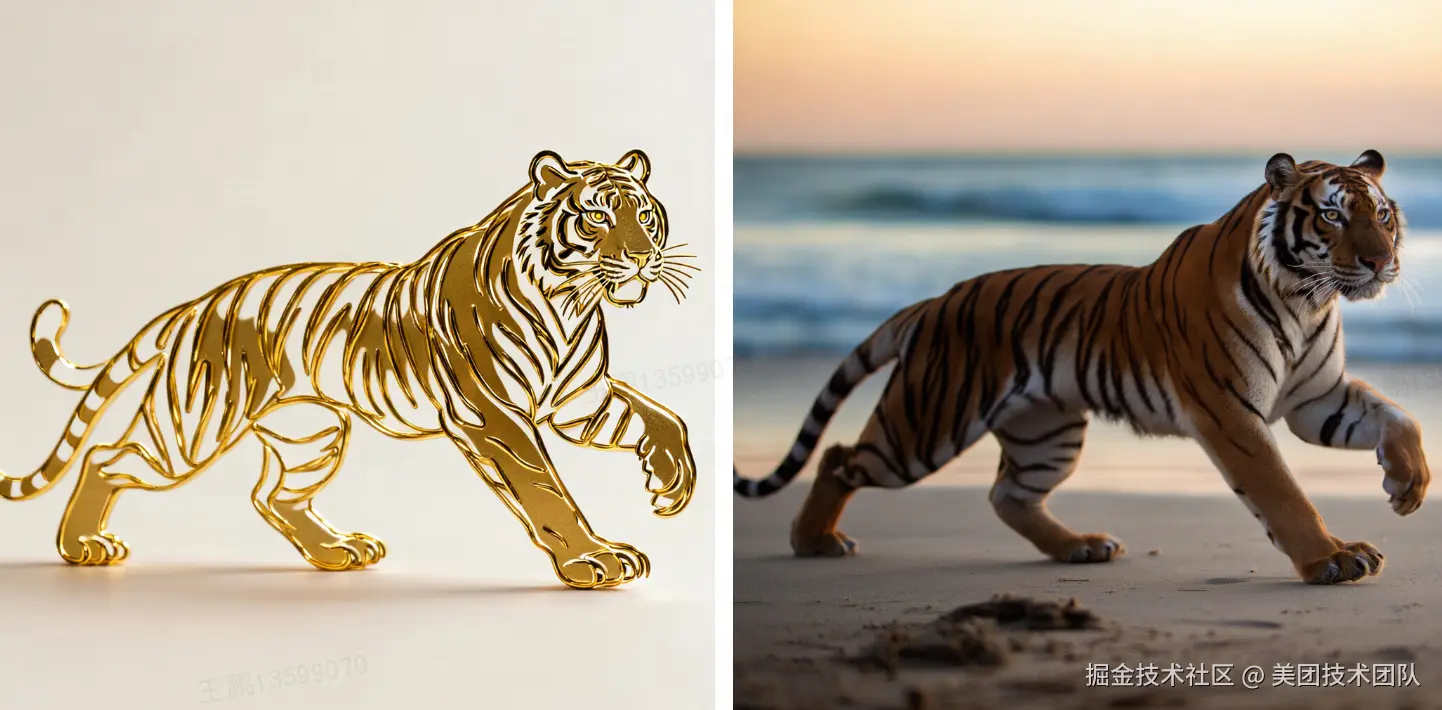 prompt：变成真的老虎，在海边