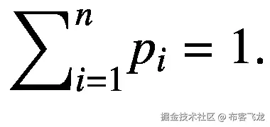 {\sum}_{i=1}^n{p}_i=1\.