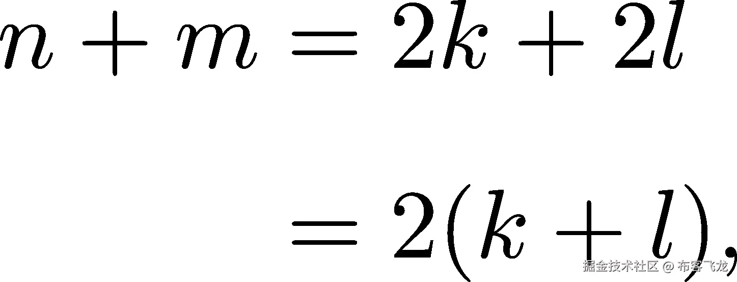 n + m = 2k + 2l = 2(k + l), 