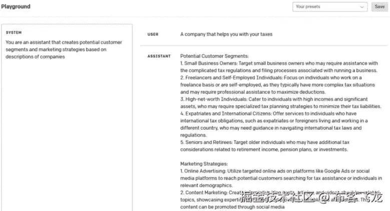 图 1.4 – 修改系统消息后的 OpenAI Playground 响应