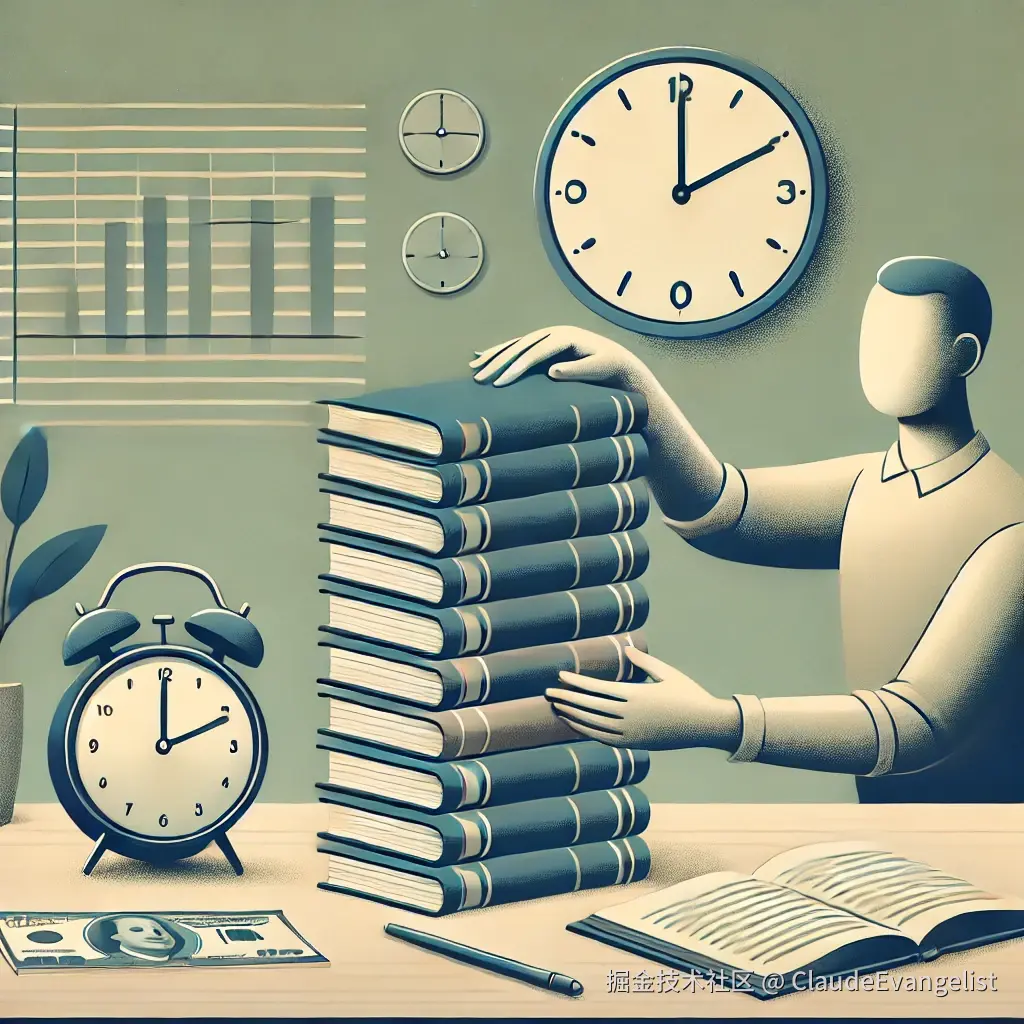 DALL·E 2025-01-03 15.54.03 - An illustration showing a person placing a stack of books aside on a table, symbolizing the act of setting something aside temporarily. In the backgro.webp