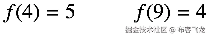 f(4)=5\kern2.75em f(9)=4