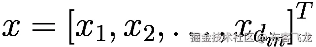 x={\left[{x}_1,{x}_2,\dots, {x}_{d_{in}}\right]}^T
