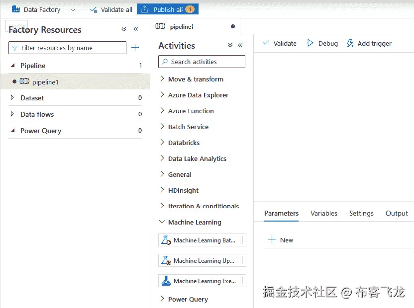 图 4.4 – 创建数据工厂管道