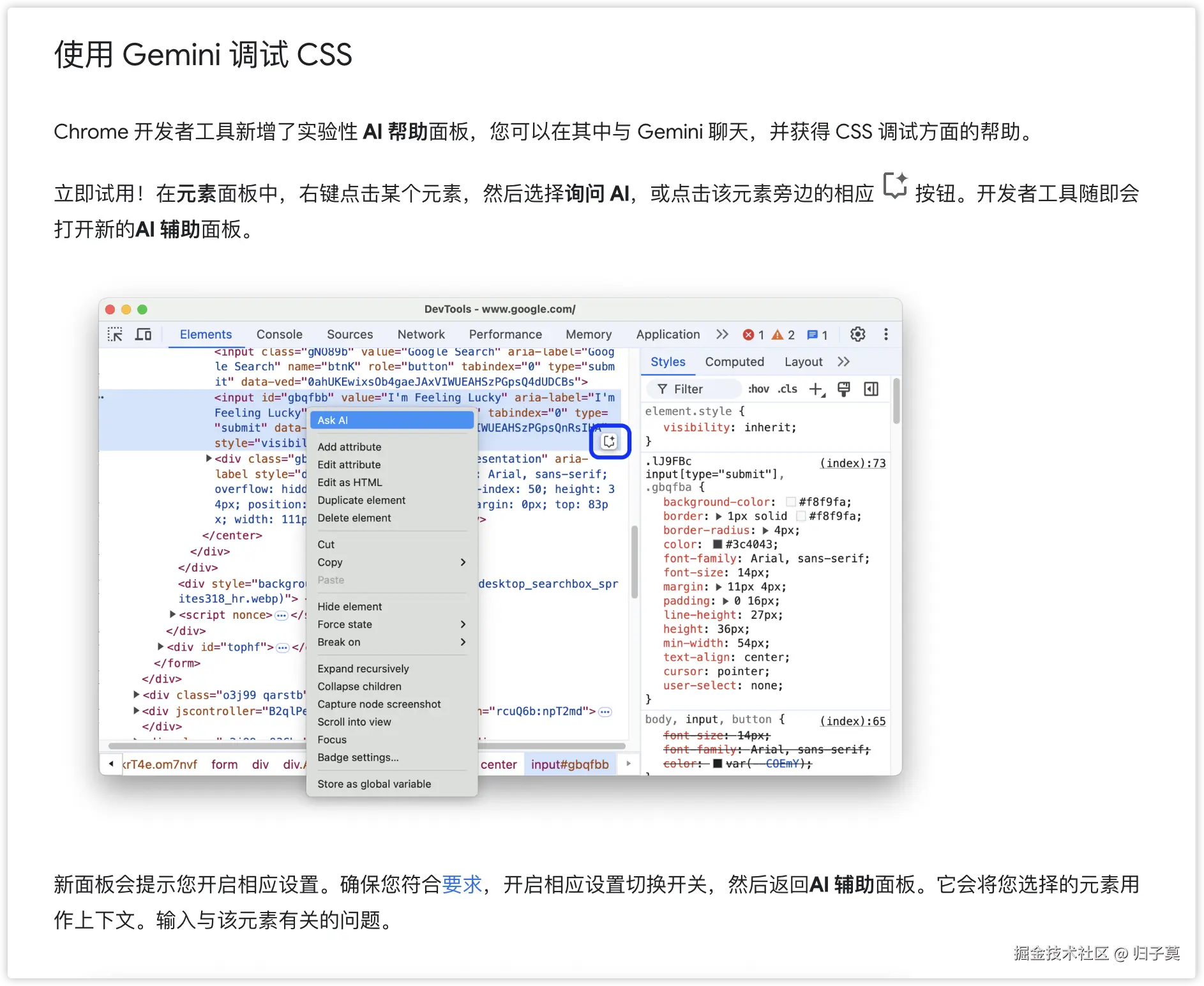 使用 Gemini 调试 CSS