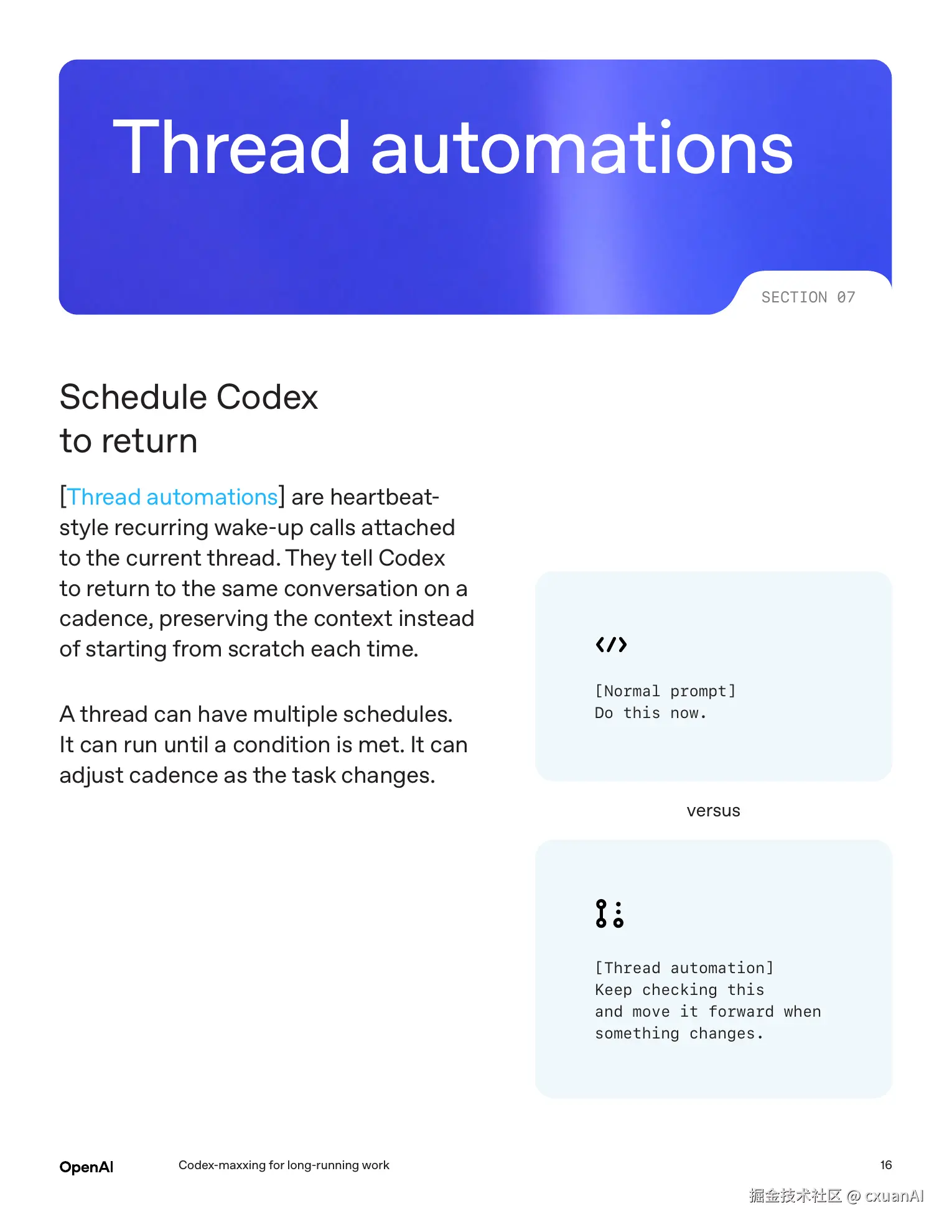 Thread automations page