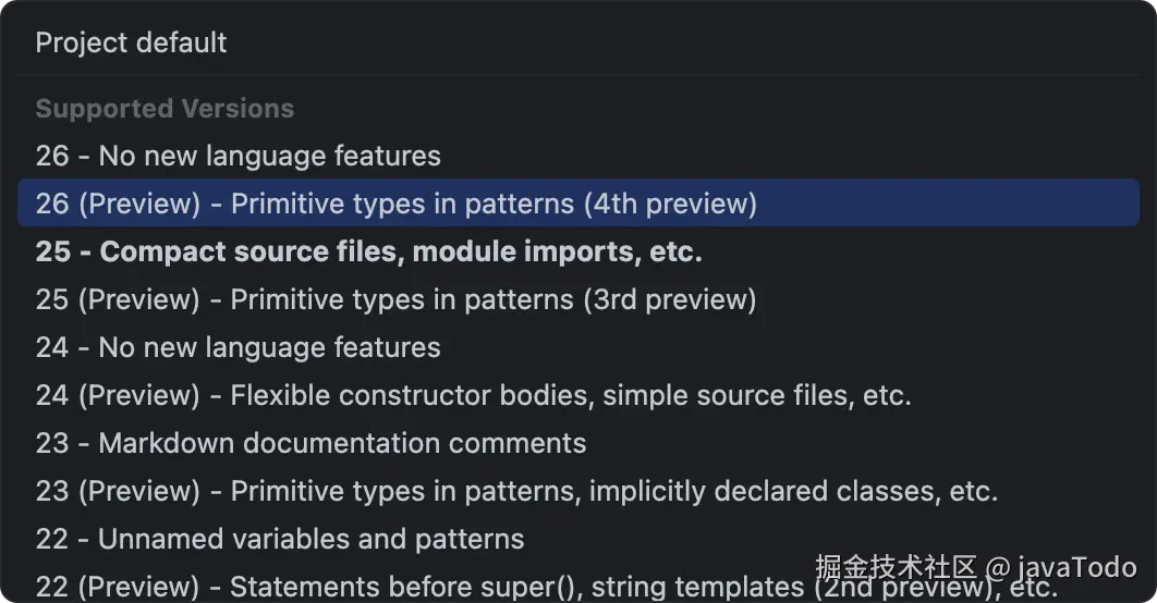 支持 Java 26