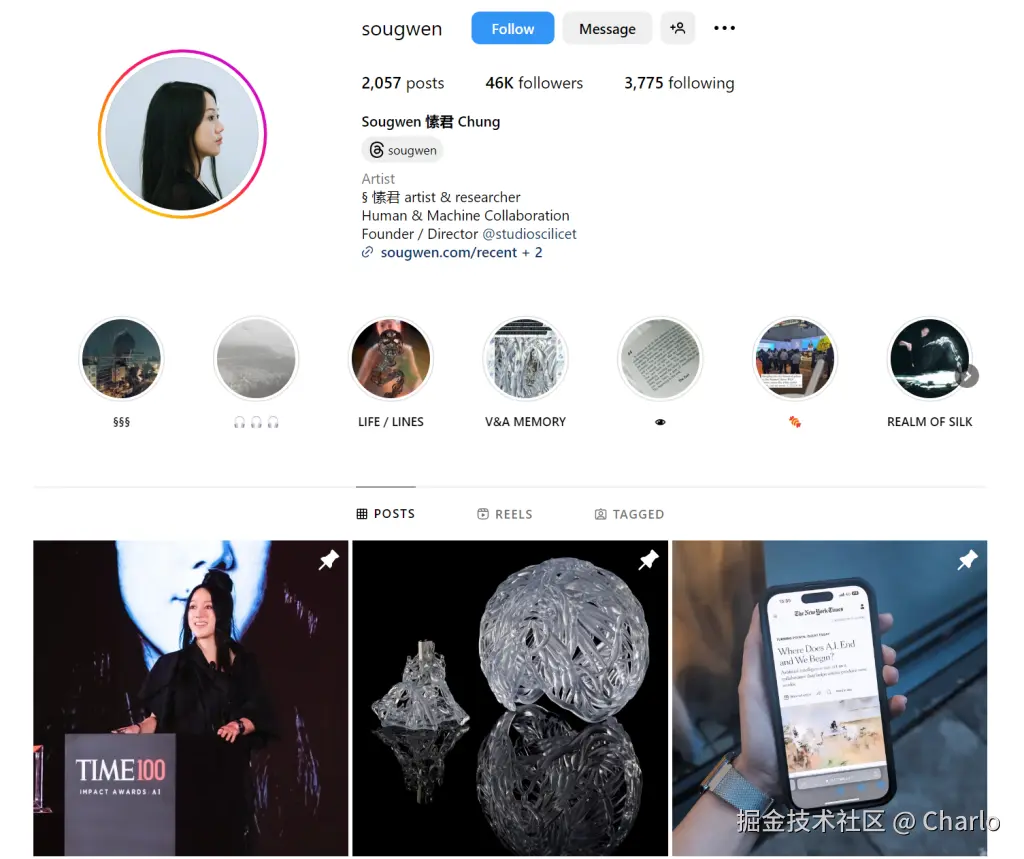 Sougwen Chung 的 Instagram 帐户