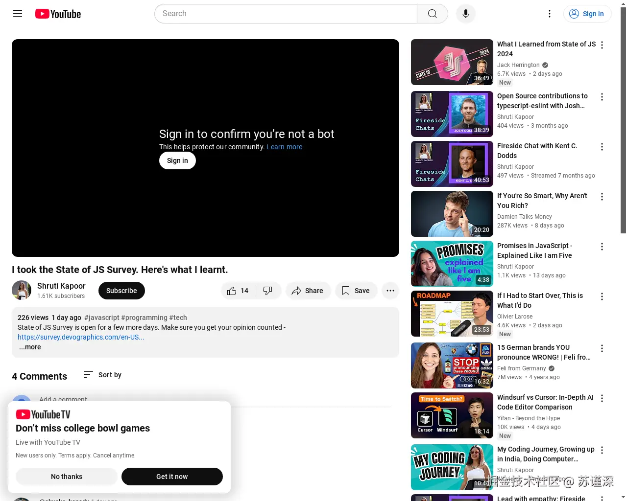 展示 HN：我参与了 JavaScript 状态调查，这里是我的想法 [视频] - 项目截图
