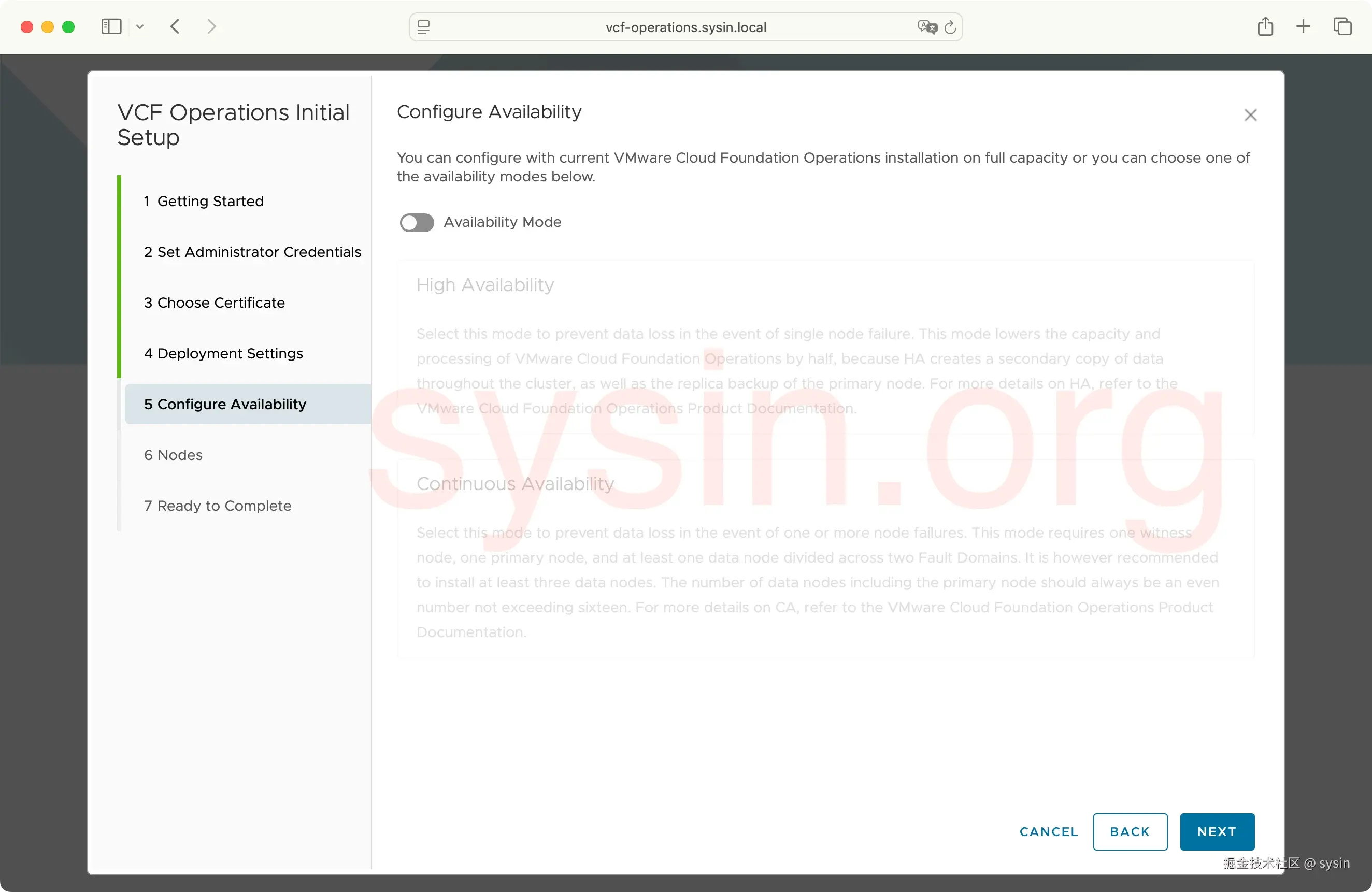 VCF-Operations-SYSIN