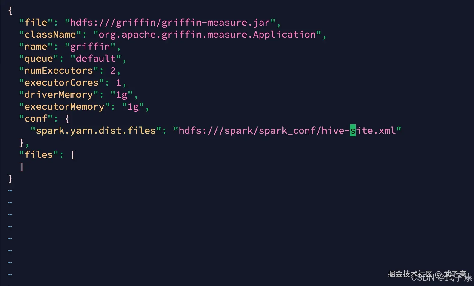 Apache Griffin 任务配置 JSON 截图