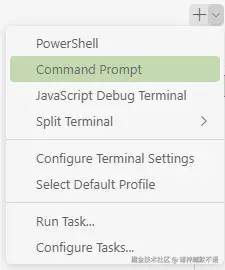 在VSCode terminal中选择cmd