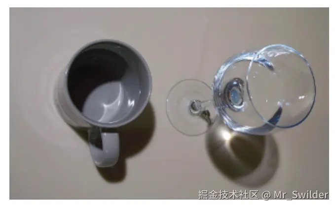 图14.39：真实世界中的的反射焦散（左）和折射焦散（右）。