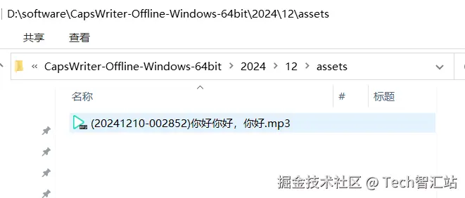 记录输入的实时语音生成的Mp3文件