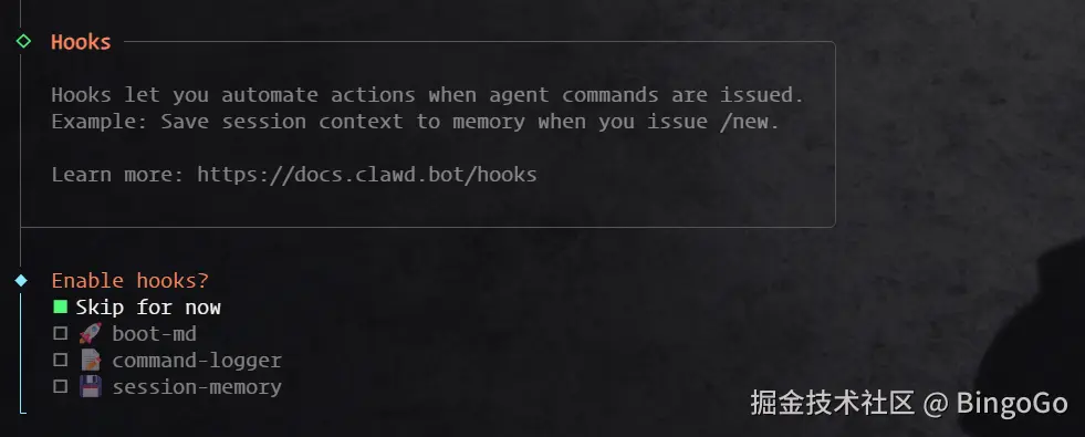 Clawedbot hooks 配置选项