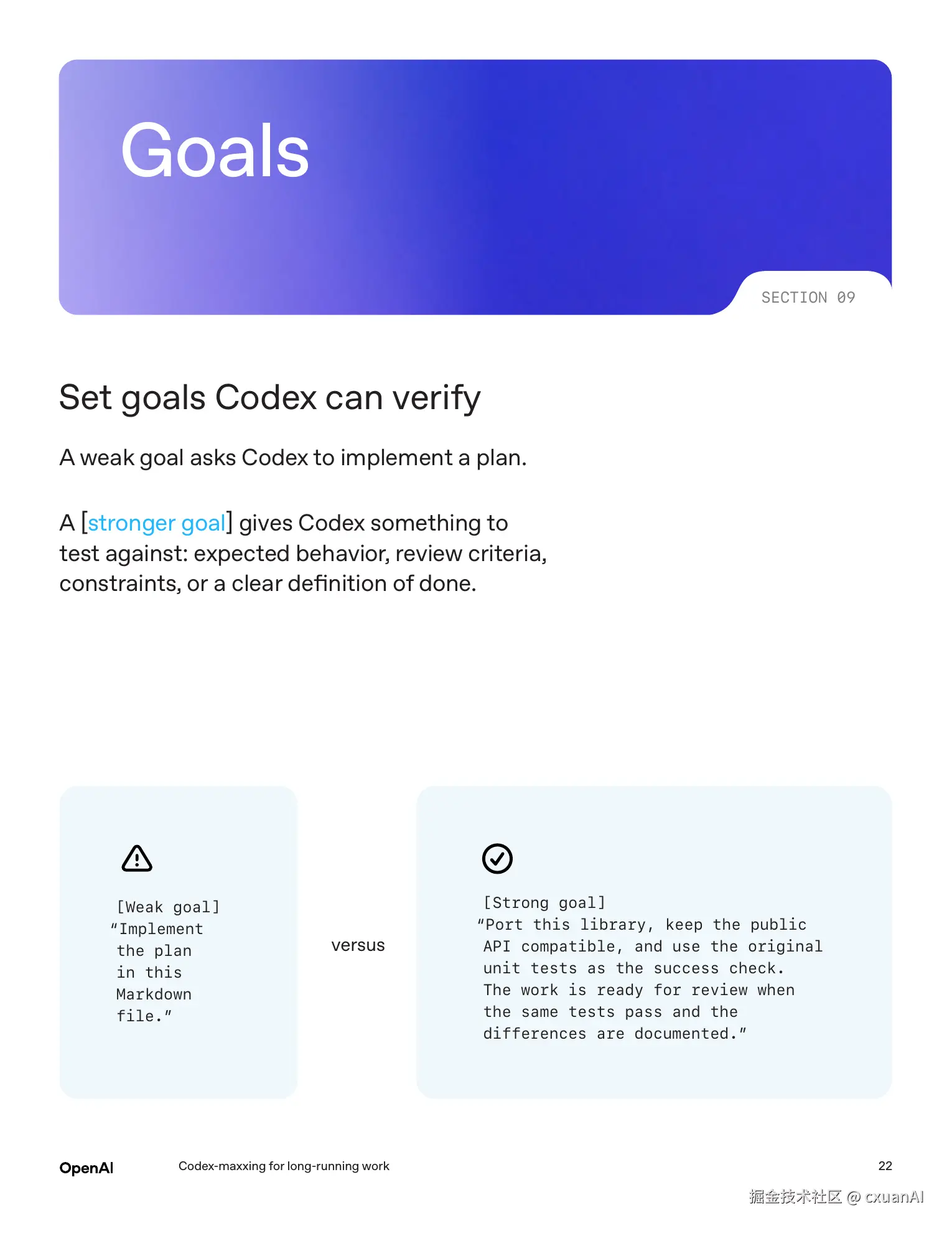 Goals page