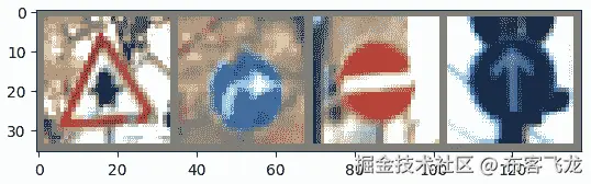 图 13.4 – torchvision 数据集中德国交通标志识别基准（GTSRB）数据集的图像示例