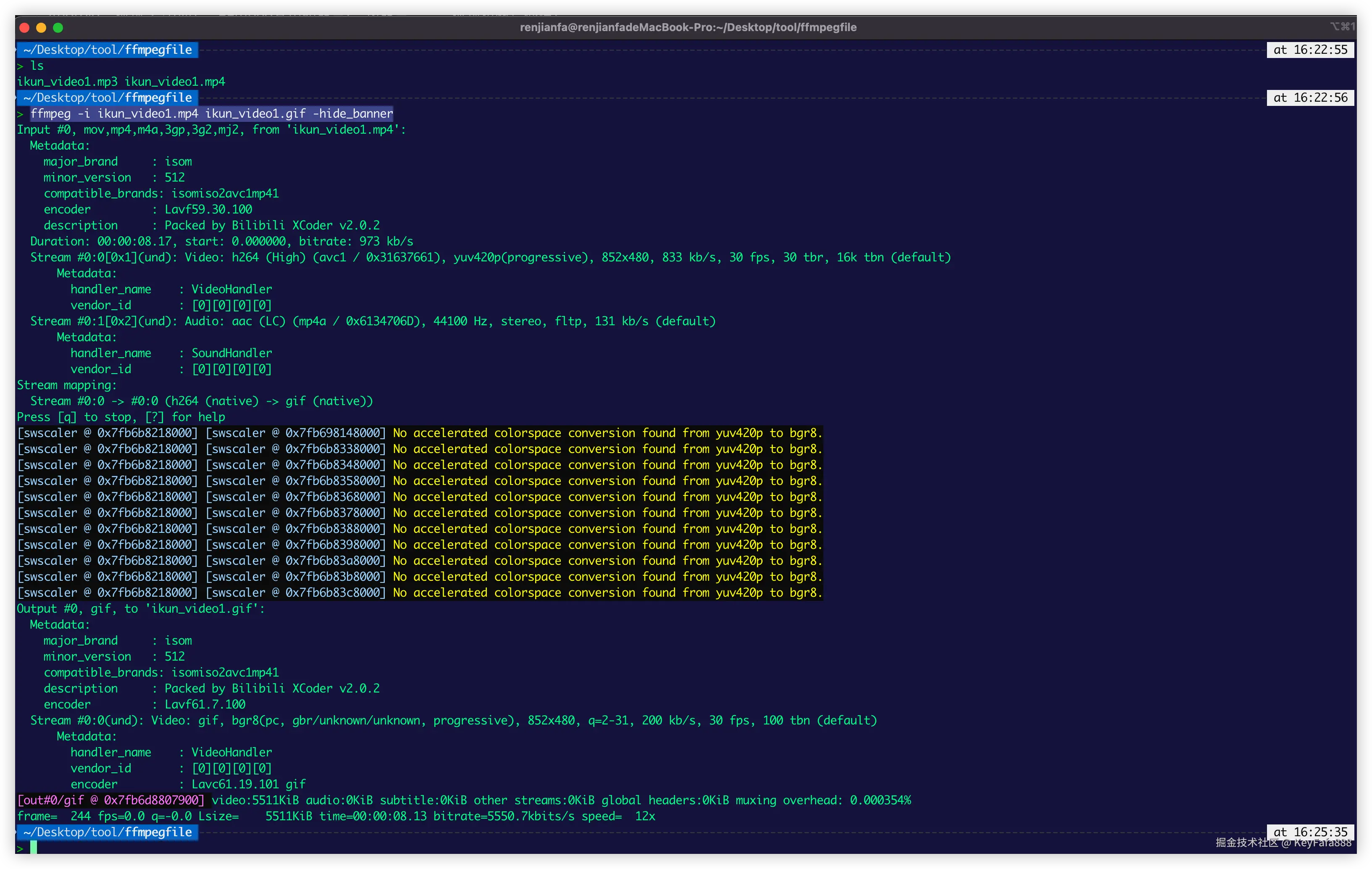把整个视频转位gif，适合几秒的视频，这个方式生成的 GIF 文件通常很大，且颜色不够优化