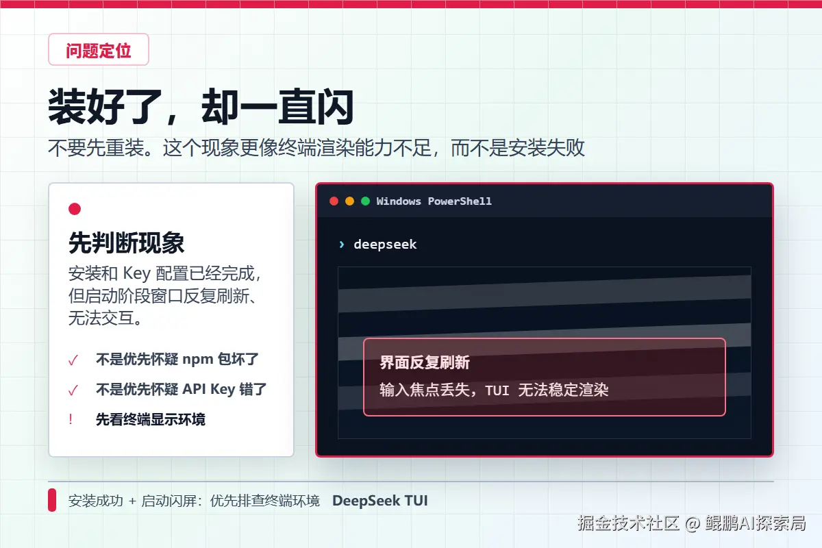 DeepSeek TUI 在传统 PowerShell 窗口中闪屏