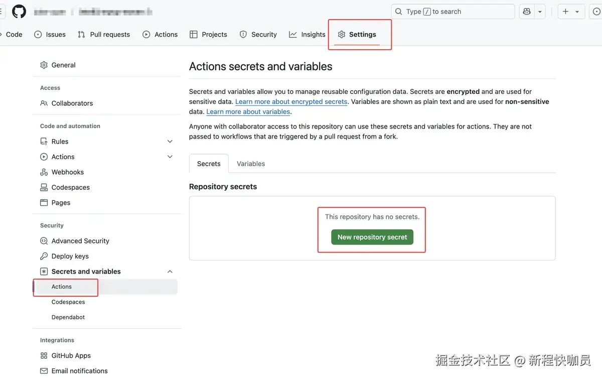 Actions secrets and variabies.png