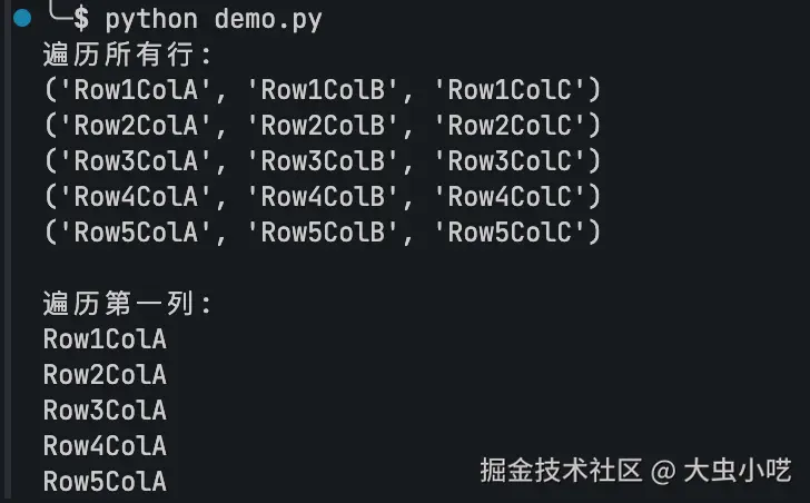 遍历工作表中的行和列-运行效果图
