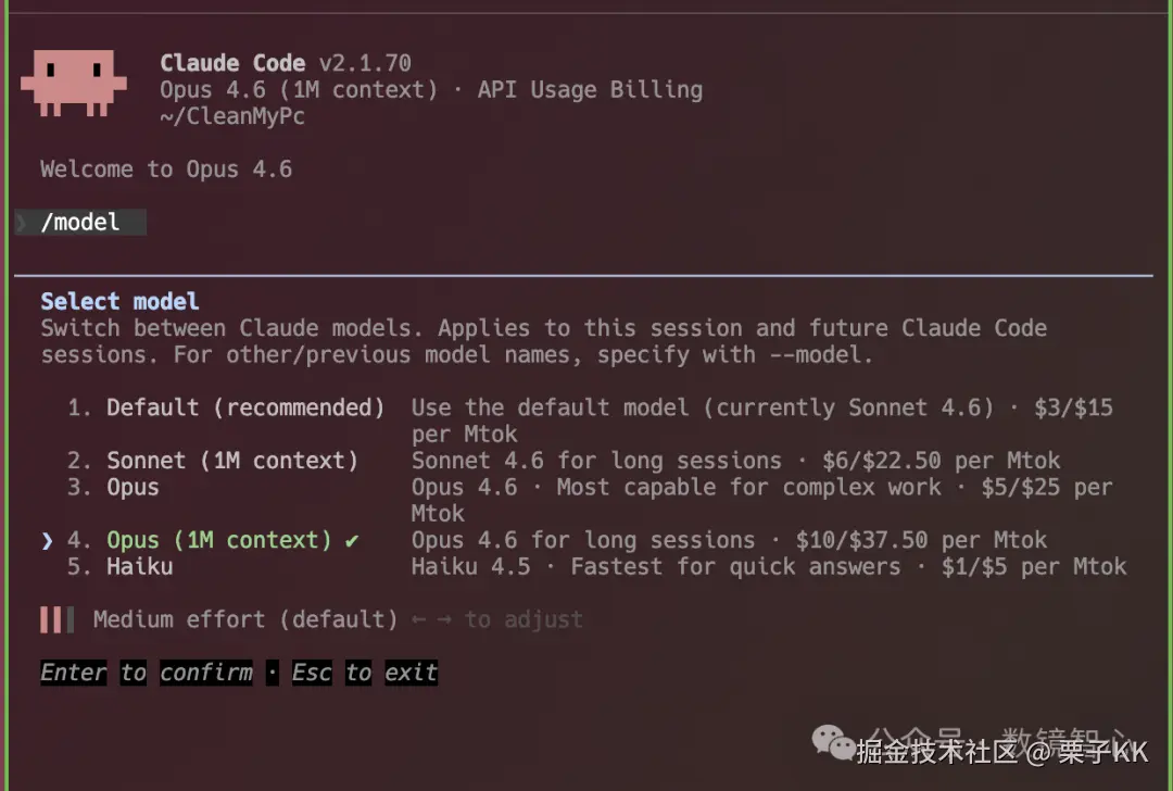 /model 开启Opus 1M Context
