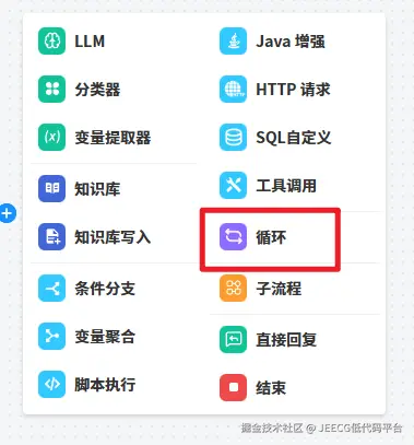 循环节点配置面板