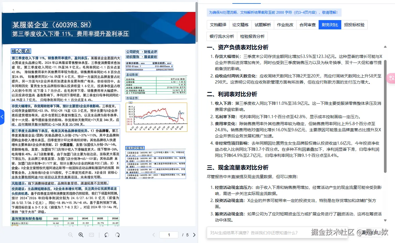 金融年报解析示例