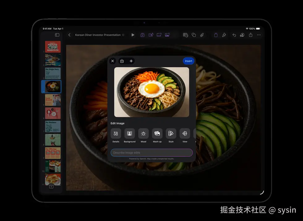 iPad Pro 上显示着 Keynote