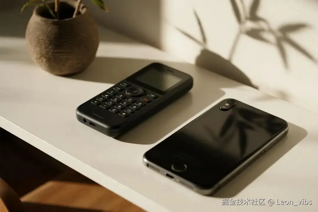 极简“转盘+手机”静物