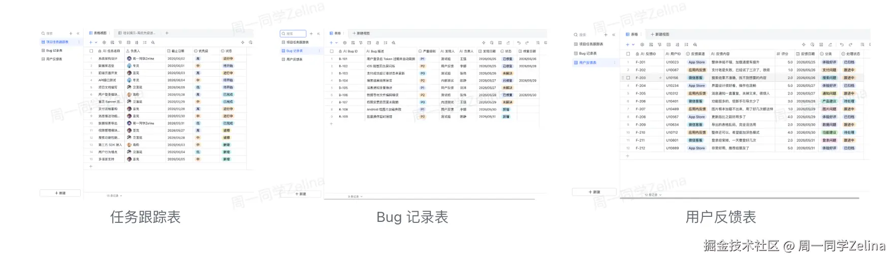项目组的三张表