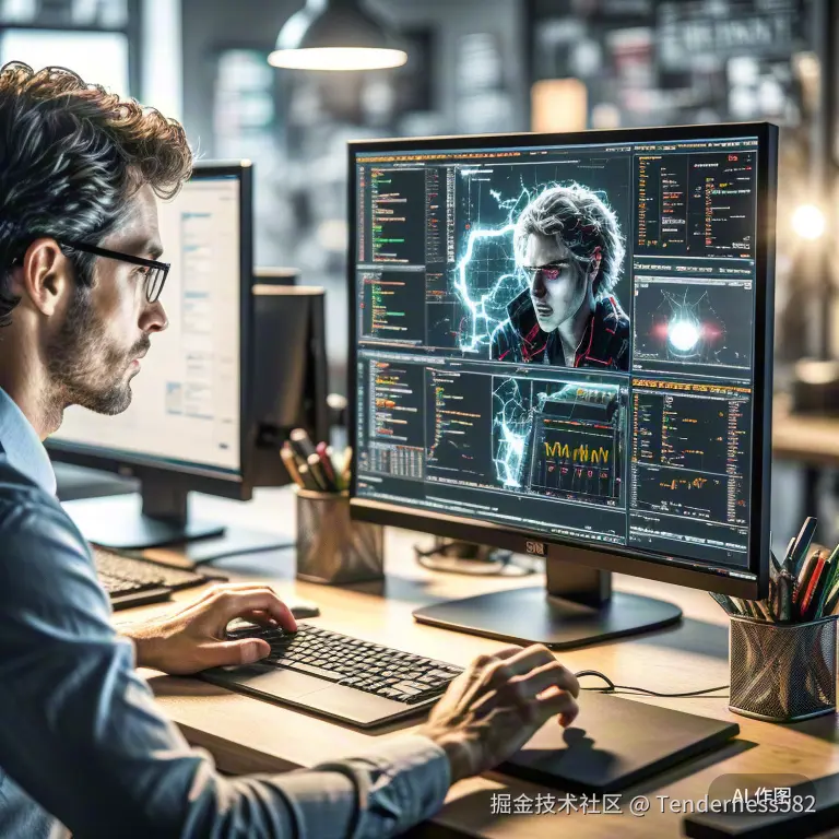 专业IT工程师深夜在办公桌前紧盯监控大屏，处理紧急告警