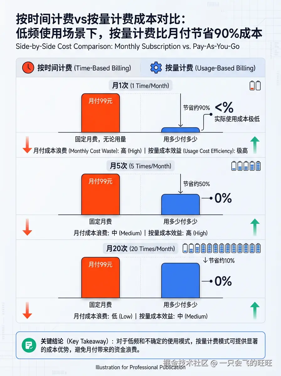 按时间计费 vs 按量计费成本对比