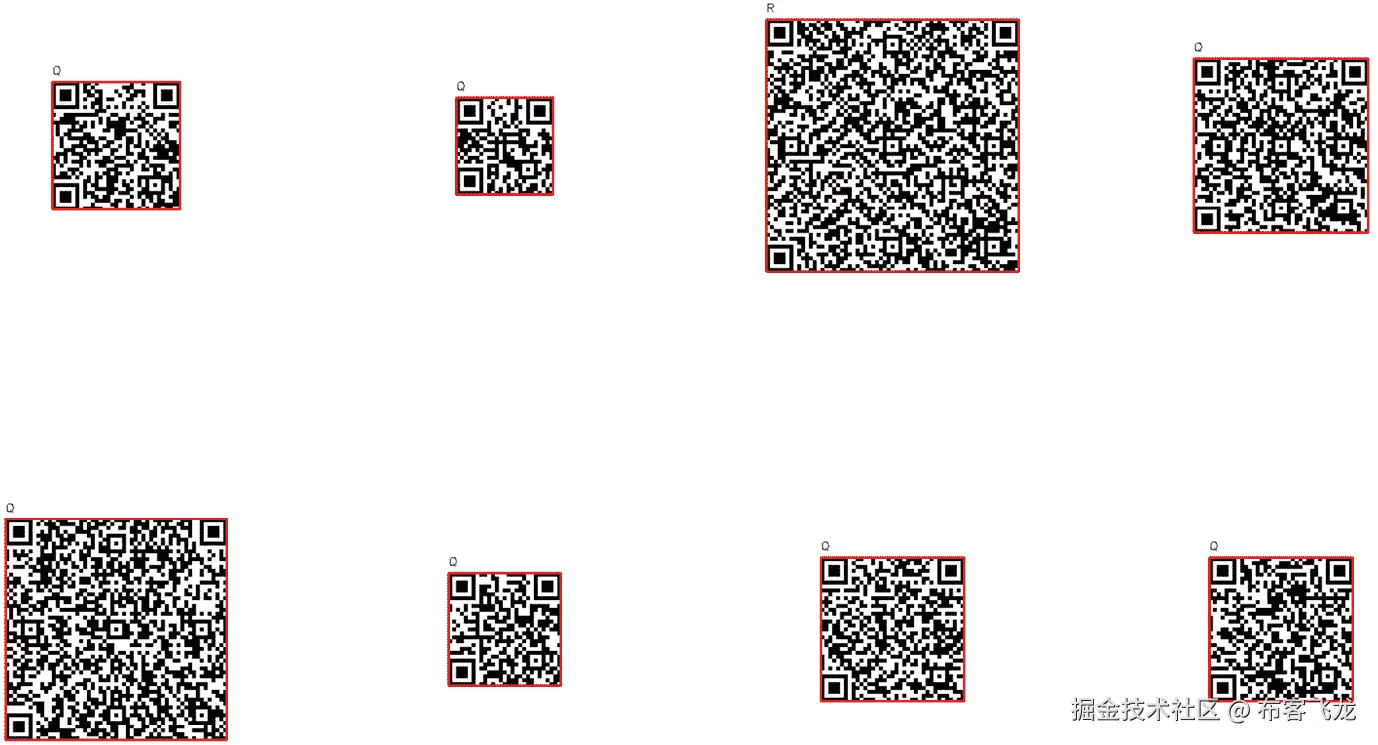 图 11.8 – 来自训练集的一些样本及其标签（该数据集仅由白色背景上的生成二维码组成）