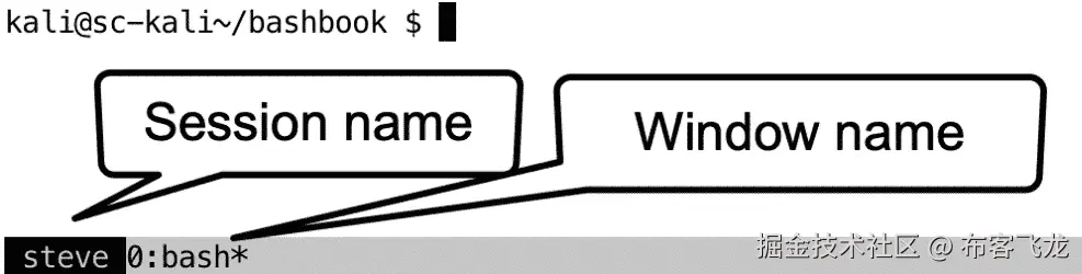 图 10.2 – 显示了一个新的 tmux 会话状态行