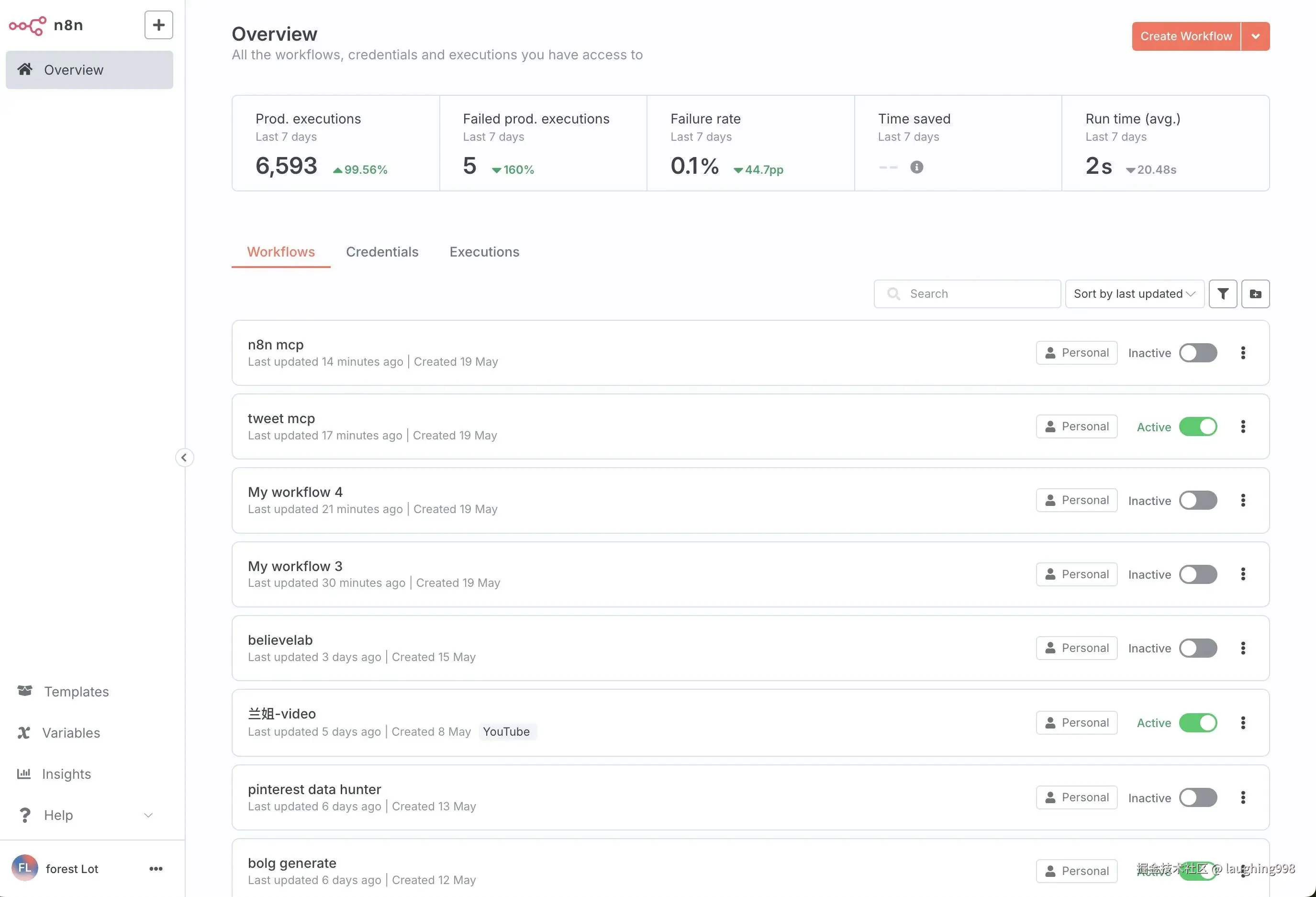 n8n 工作流预览页面