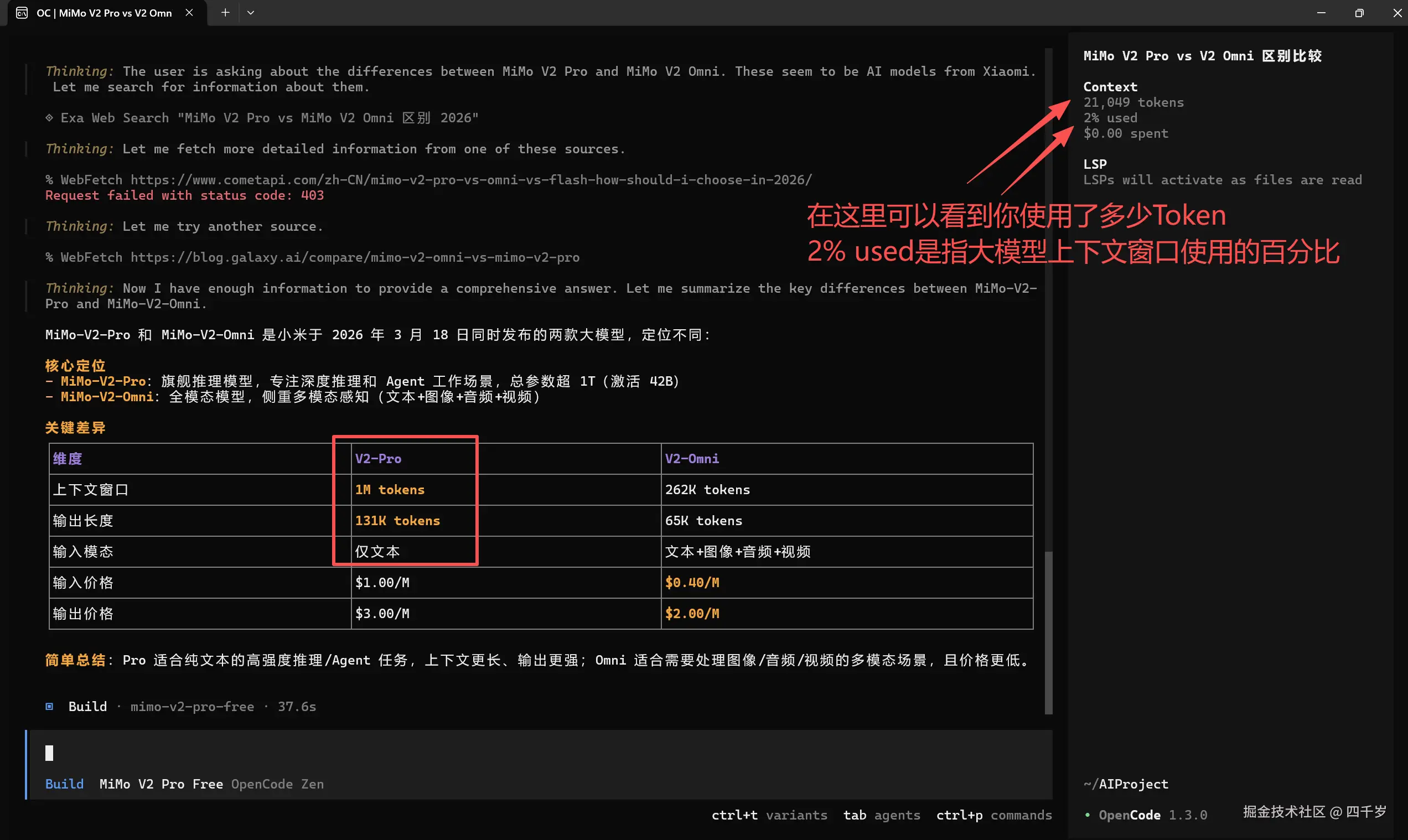 查看Token使用量