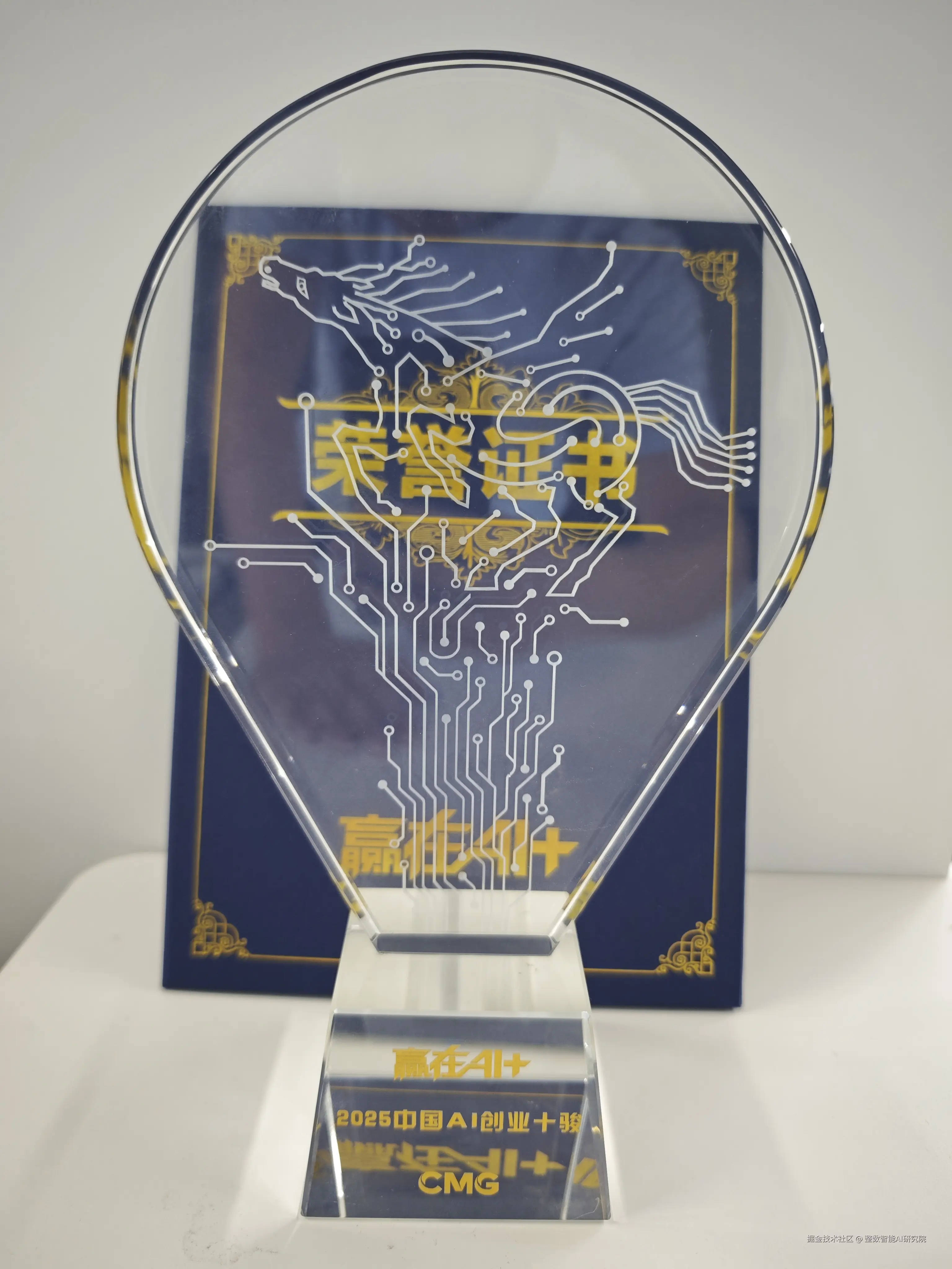 赢在AI+“2025中国AI创业十骏”奖杯