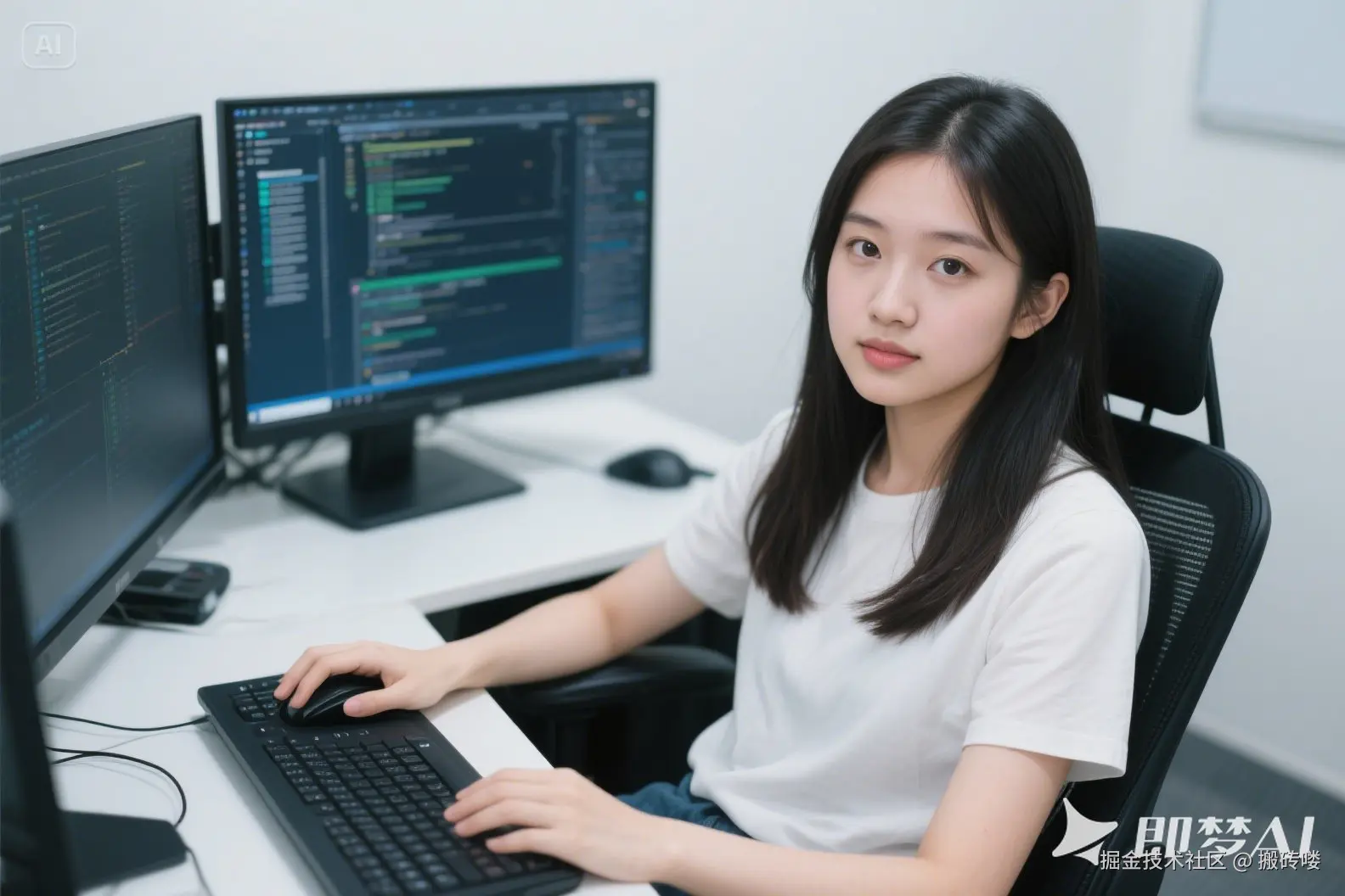 东方女性，18岁， 超级漂亮， 程序员，坐在电脑旁.jpeg