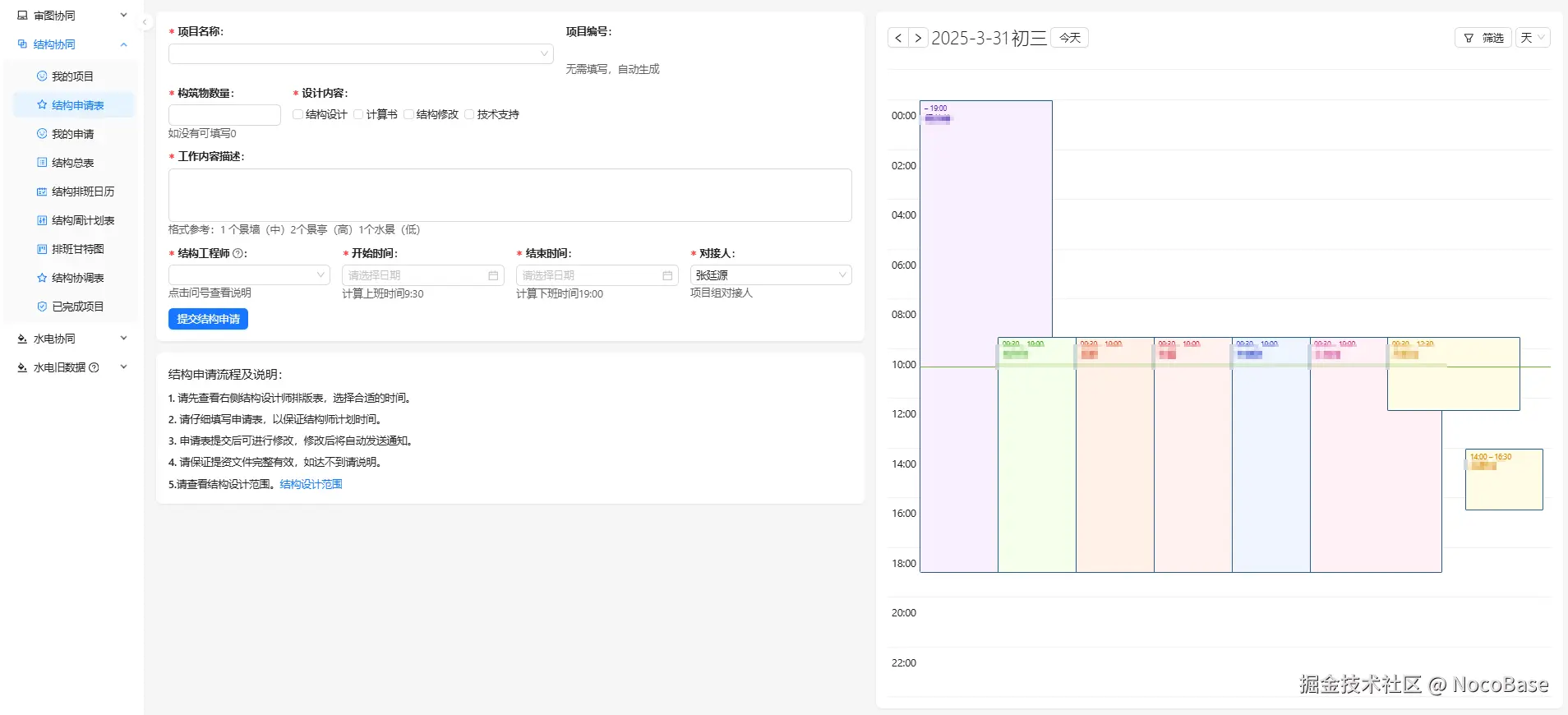 Request submission interface built with NocoBase